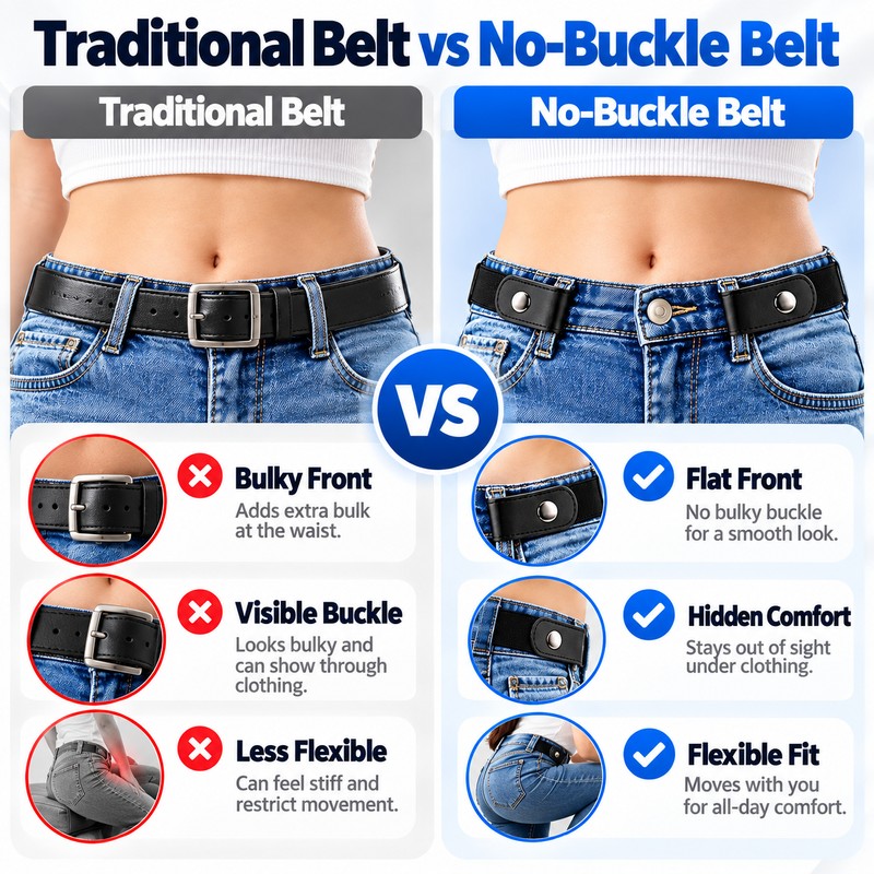 Unisex 3cm Elastic Fabric Belt for Jeans and Pants, Invisible-Style