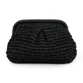 LHHMZ Straw Clutch Purse for Women Straw Dumpling Clutch Woven Straw Bag Summer Beach Bag Straw Shoulder Handbag