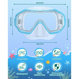 W WSTOO Kids Swim Goggles with Nose Cover,Snorkel Diving Swimming Mask for Youth 5-15,HD 3-Window Wide Vision Anti-Shattered Lens Anti-Fog&Leak
