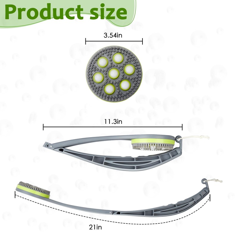 LYIGEOL 21" Lotion applicator for Back,Silicone Body Scrubber,Foldable Bath Brush
