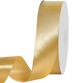 1 1/2 inch Champaign Gold Ribbon,100 Yards 1-1/2inch Champaign Gold Stain Ribbon Solid Fabric Ribbon for Gift Wrapping Floral Bouquets Wedding Home Party Decoration