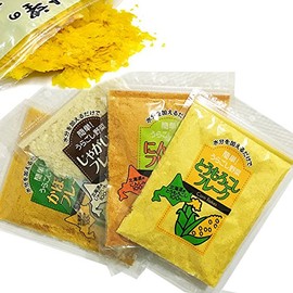 Ombo Hokkaido Vegetable Flakes Trial Assortment Set (Corn, Potato, Pumpkin, Carrot) 1.4 oz (40 g) Each Includes Bonus Spoon or Fork