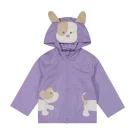 LONDON FOG Baby Girl's Rainy Day Fun Hooded Rain Jacket Rainslicker, Lilac