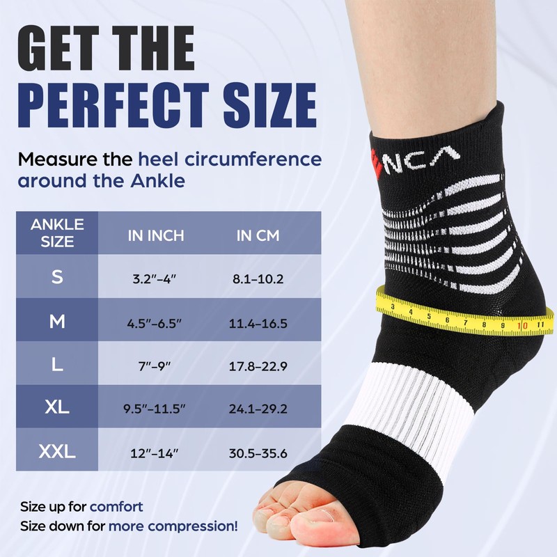 NEENCA Compression Sleeve,Foot Support,Relieves Achilles Tendonitis, Joint Pain.Grey Black M