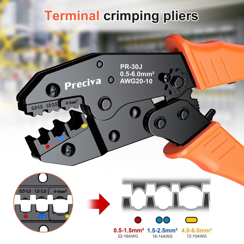 Preciva Crimping Pliers and Cable Lugs Set With 350 Pieces,