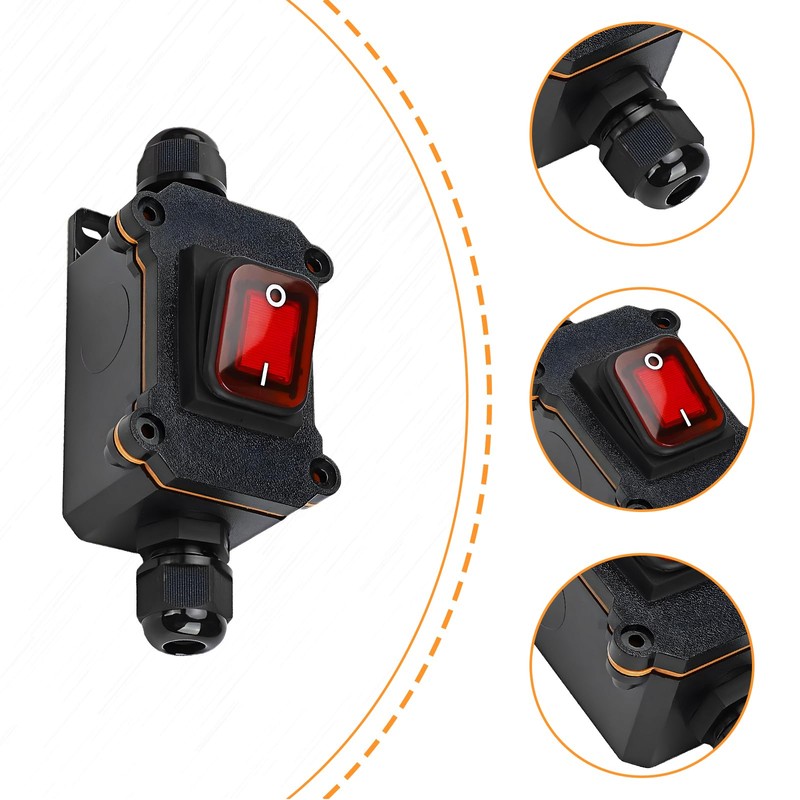 Pack of 2 Waterproof Inline Switch 12 V 30 A,