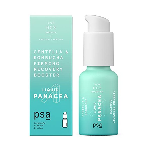 PSA LIQUID PANACEA Centella & Kombucha Firming Recovery Booster: Microbiome-Loving Serum Booster with 6% Kombucha & White Tea Blend, 5% Centella Asiatica Extract & Culture Blend. 15 ml/ 0.5 oz