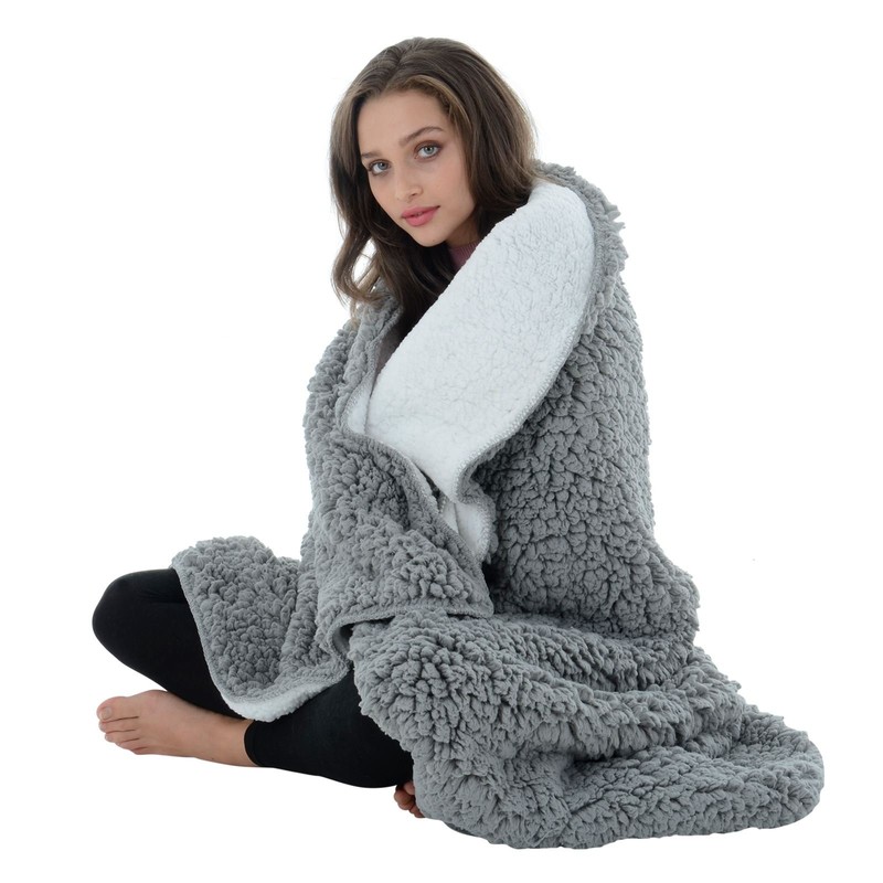Micro-Pro Large Luxury Soft Sherpa Fleece Blanket Chunky Double Layer
