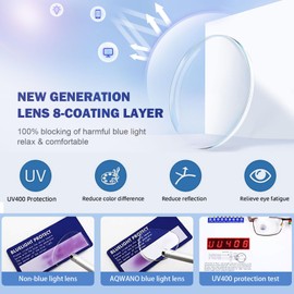 AQWANO Reading Glasses Women Square Computer Readers Stylish Designer Blue Light Block Anti Glare UV Ray Filter Eyeglasses, Blue 2.75