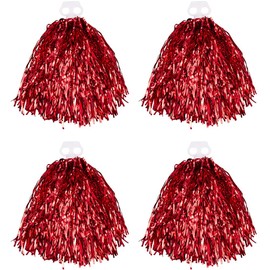 CREATCABIN 4 Pcs Pom Poms Cheerleading Metallic Cheerleader Pom Poms with Baton Handle Cheer Pom Poms for Sports Game Cheering Team Training Party Dance Stage Performance Celebration 11.02x4.72 Inch