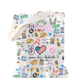 TSOTMO Nashville Gift Peace Love Nashville Tote Bag for Nashville Trip Traveler Country Music (Nashville Tote)