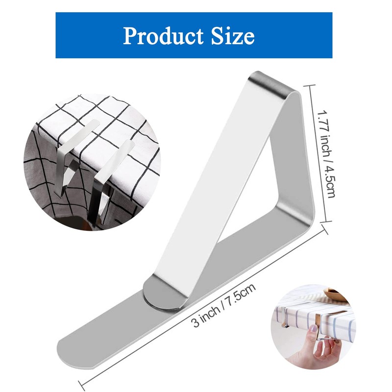 Heeke Stainless Steel Tablecloth Clips - 12PCS Triangle Structure Holders