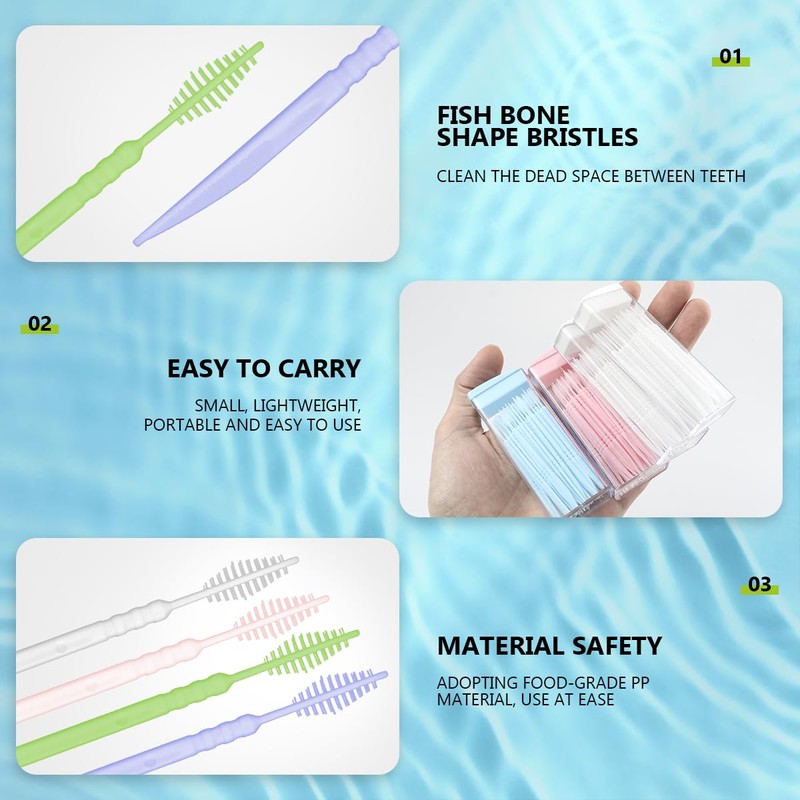 UPIQNG Plastic Toothpicks Disposable Interproximal Brush Sturdy Double-Ended Dental Pick