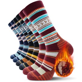 TANSTC Merino Men's Wool Socks, Outdoor & Trekking Socks 35-38, 39-42, 43-46, 47-50, Breathable & Anti-Blister, Warm Thick Padded Thermal Socks for Men, Women, 3 Pairs, A29 colourful mixed