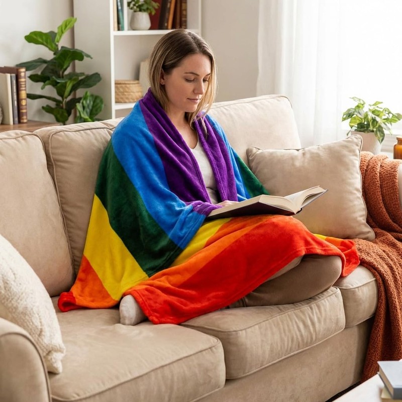 Soft Rainbow Flannel Throw Blanket for Couch 40x60 Cozy Throw