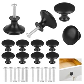 Pack of 12 Furniture Knobs, Black, Stainless Steel Cabinet Knobs with Screws, 30 mm Drawer Knobs, Chest of Drawers Knobs, Round, Vintage Cabinet Knobs, Cabinet Knobs for Door Knobs, Furniture Knobs,