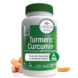 Health Thru Nutrition Complejo de curcumina y cúrcuma 500 mg | como BCM-95 Curcugreen Clínicamente estudiado | Certificado vegano | (Sin OGM e hipoalergénico (paquete de 30))
