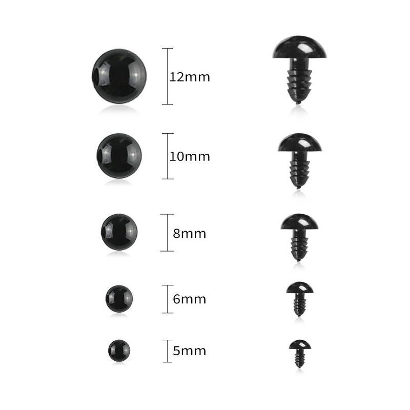 Fansunta 1000 Pieces Black Plastic Safety Eyes with Washers for