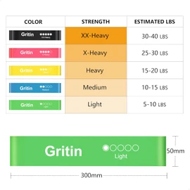 Gritin Resistance Bands – Set of 5 Loop Bands with Varying Strength Levels & Carrying Case, Perfect for Home, Gym, Yoga & Training