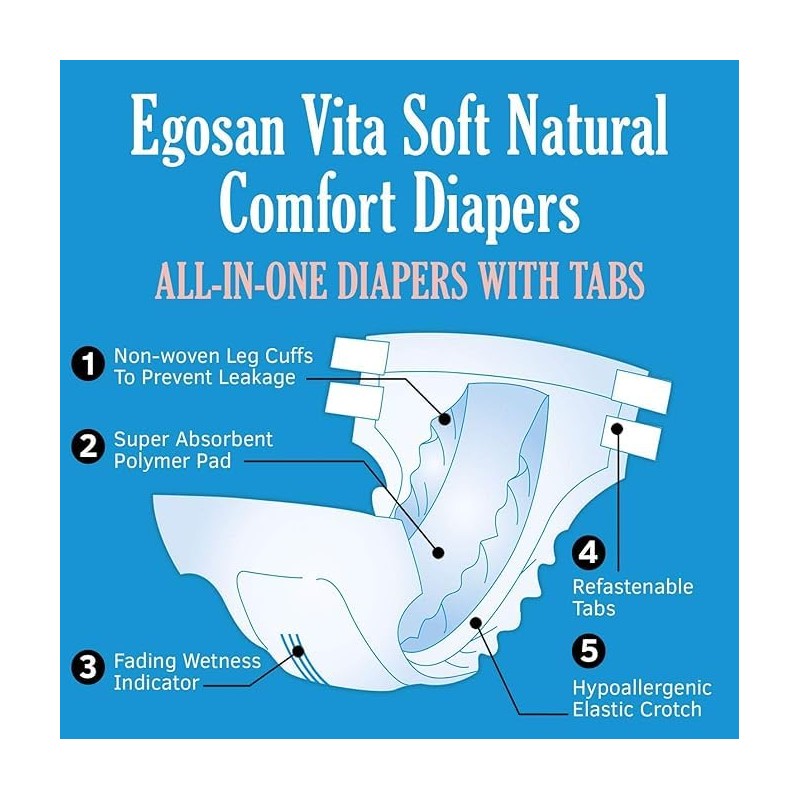 EGOSAN Maxi Incontinence Adult Diaper Brief Maximum Absorbency and Adjustable