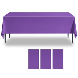 CXSAZRY 3 Pack Purple Plastic Tablecloth Disposable Table Covers Purple Table Cloths for 6 to 8 Foot Tables Indoor or Outdoor Parties Birthdays Weddings Christmas Buffet Table (Dark Purple)