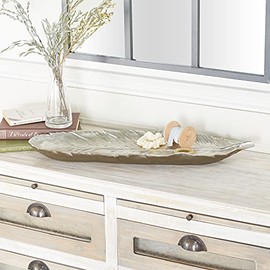 Deco 79 62481 Feather Tray, 26" x 2", Silver