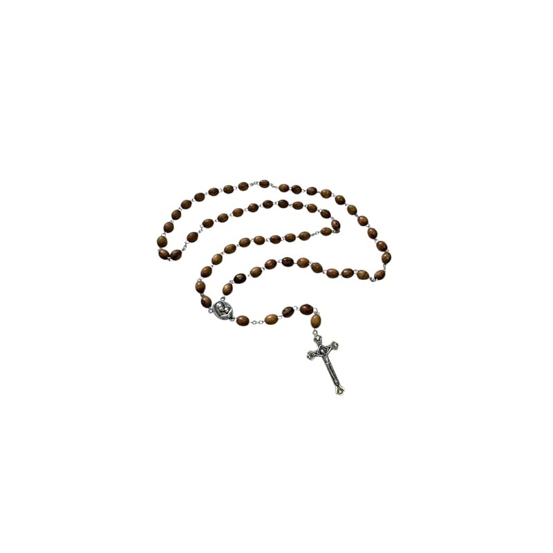 FROM THE HOLY LAND Olive Wood Rosary Necklace, Crafted in
