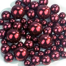 100Pcs Floating WineRed Polished Glossy Beads Vase Fillers, Floating NO Hole Round Pearls for Centerpieces, 800Pcs Water Gels, Table Scatters, Wedding Party, Home Decor(14/20/30mm)