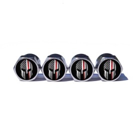 BGM Spartan Fire Fighter Red Line Valve Stem Caps - Set of Four - Fits all Vehicles
