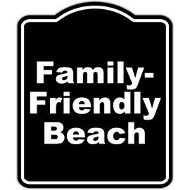 Family-Friendly Beach BLACK Minimalist Aluminum Composite Sign 15 x 18 inches