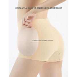 Carinaca Seamless Hip Enhancer Shapewear Body Shaper Booty Padded Tummy Control Shorts Removable Pads for Women (as1, Alpha, s, Regular, Beige)