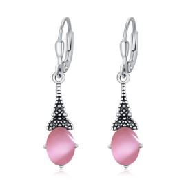 REDSUN Retro Teardrop Drop Earrings 925 Sterling Silver Hanging with Colourful Gemstones Earrings Vintage Drop Earrings Bohemian Ethnic Jewellery Gifts for Her Women, Silver