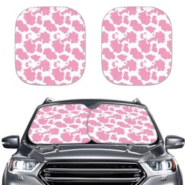 DBBXHZJY Pink Cow Print Sun Shade for Windshield Foldable Front Window Car Sun Shade Block UV Rays Sun Visor Protector for Cars Sedan Truck SUV Interior Accessories