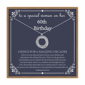 IEFLIFE 60th Birthday Gifts for Women, 6 Circle Necklaces Jewelry for Woman Her Mom Sister Friend Grandma Present Sixty 60 Years Old Gift 6 Decades Necklace for Women