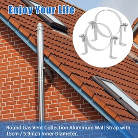 DUSUYO 6 Inch B Vent Wall Strap 2pcs Vent Wall Brackets Pipe Strap Rigid Split Ring Duct Hanger Chimney Duct Galvanized Hanger Straps (2Pcs)