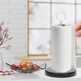 Y Luxe Black-Silver Marble Countertop Paper Towel Holder - Elegant Kitchen/Bathroom Accessory -Standing Paper Towel Holder, Kitchen Paper Towel Roll Holder- for Bathroom Kitchen Countertop