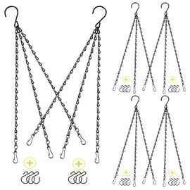Hanging Basket Chain for Hanging Plants Flower Pot Chains, 6 Sets 24 inch 3 Point Black Hanging Chains Hangers for Bird Feeders, Billboards, Lanterns and Decorative Ornaments, Outdoor/Indoor Use