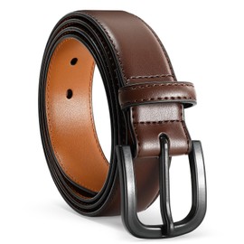 VONMELLI Men's Metal Free Leather Belt TSA Approved Non Metal Belt for Men Jeans with Hypoallergenic Buckle Coffee Fit Waist Size 28-31"