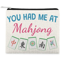 Mahjong Lover Gifts Coin Purse Pouch Gambling Gifts for Mahjong Lover Player Wallet Pouch Birthday Christmas Retirement Presents for Grandma Aunt Mom Sister Friends Coin Purse with Zipper