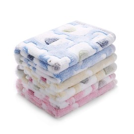 luciphia 3-Piece Blanket Set for Pets, Blanket, Dogs and Cats, Mat, Towel, Soft, Washable, Flannel, Warm, Fluffy, Autumn, Winter, Cold Protection (Elephant Pattern M: 29.9 x 20.5 inches (76 x 52 cm)