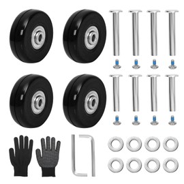 50mm x 18mm Luggage Replacement Wheels Set 4Pcs Rubber Swivel Caster Wheels with 30mm/35mm Axles and Repair Kit for Luggage Bags Trolley Case…