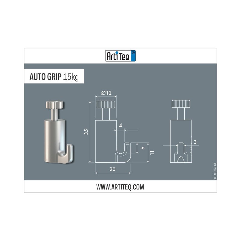 Arti Teq Set of 10 Classic Self-Locking Hooks: Max. 15