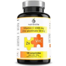 Vitamin C 1000 mg + Zinc Picolinate (Zinc Chelate) 50 mg per Tablet High Dose - 120 Tablets Vegan for 4 Months - 1 Tablet per Day