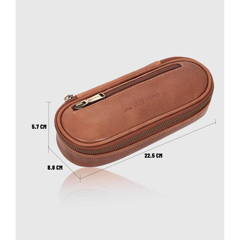 Marc Peter® Vintage Leather Pencil Case with YKK Zip, Pencil