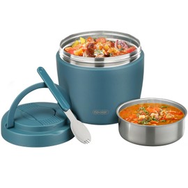wiwens Thermo Food Jar for Hot Food Adults 32OZ Soup Thermo Lunch Containers Wide Mouth Vacuum Insulated Stainless Steel Leakproof Bento Box with Spoon (lake blue)