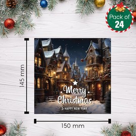 Papa Prints® 24 Traditional Christmas Cards packs with Envelope Snowy Christmas Cards (145 x 150 mm) London Christmas Card Xmas Cards Packs