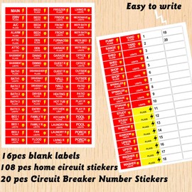 Circuit Breaker Box Label 0.5x1.5inch Electric Fuse Panel Box Identification Sticker 144pcs Plugs and Lights Circuit Breaker Label for Home Office, Electricians Catalog Load Center
