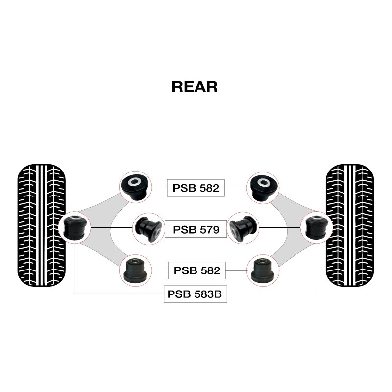 PSBushings 8x Lexus LS 400 (95-00) Rear Polyurethane Bushing Kit