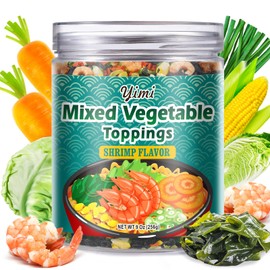 Yimi Dried Seafood Ramen Toppings, Mixed Dehydrated Vegetables - Freeze Dried Shrimp, Wakame Seaweed, Shallot, Ramen Toppers Frozen Veggies for Noodles
