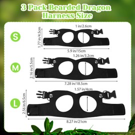 3 Pack Bearded Dragon Harness and Leash Set, Bearded Dragon Leash, Soft Leather Harness with 6.56FT/2M Retractable Leash, Small Animal Easy Walk Harness for Ferret, Rabbit, Hamster, Lizard (Black)